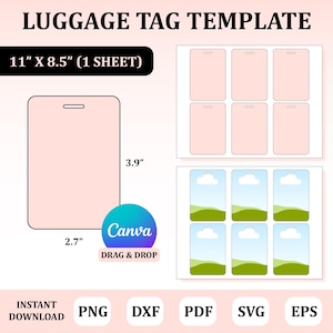 Luggage Tag Template, Luggage Tag Svg, Luggage Tag Sublimation, Custom Luggage Tag, Personalized Luggage Tag, Luggage Tag Png