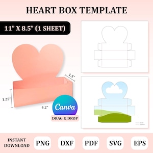 Szablon pudełka w kształcie serca, spersonalizowane pudełko prezentowe, opakowanie pudełka, pudełko na czekoladę, pudełko na czekoladę, pudełko na czekoladę na imprezę, szablon pudełka walentynkowego