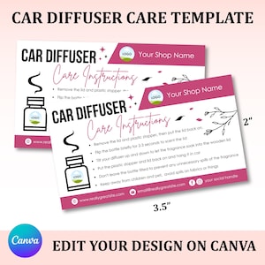 Carte d'entretien pour diffuseur de voiture, Carte d'entretien pour diffuseur, Instructions pour le diffuseur, Carte d'entretien pour diffuseur, Modèle de carte d'entretien pour diffuseur, Modèle de carte d'entretien