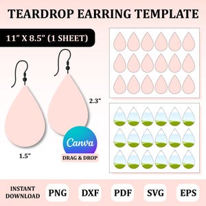 Teardrop Earring Template, Earrings Template, Earring Sublimation, Sublimation Earring Blanks, Earring Template, Sublimation Template