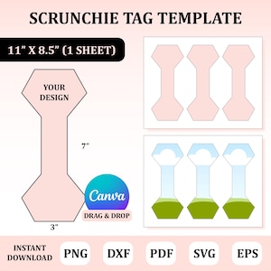 Scrunchie labelsjabloon, Scrunchie Tag Svg, Scrunchie Label Template, Diy Scrunchie Tag, Scrunchie Tag Canva Template, Scrunchie Label