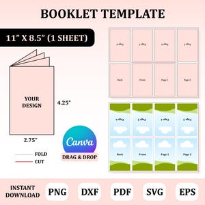 Booklet Template, Booklet Canva Template, Coloring Booklet Canva Template, Fold Book Template, Booklet Pattern, Diy Booklet