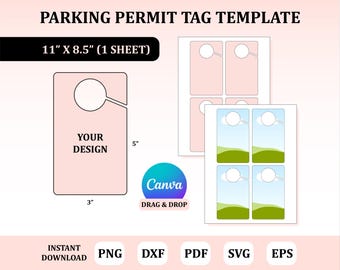 Parking Permit Hang Tag Template, Parking Permit Template , Parking Permit Svg, Hang Tag Template, Parking Tag Svg, Parking Tag Template