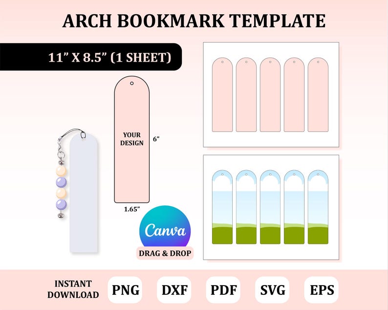 Arch Bookmark Template, Bookmark Template, Bookmark Svg, Custom ...