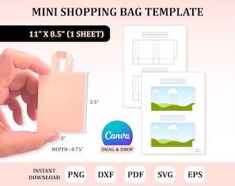 Mini Shopping Bag Template, Bag Template, Bag Packaging, Custom Bag Packaging : Digital Download