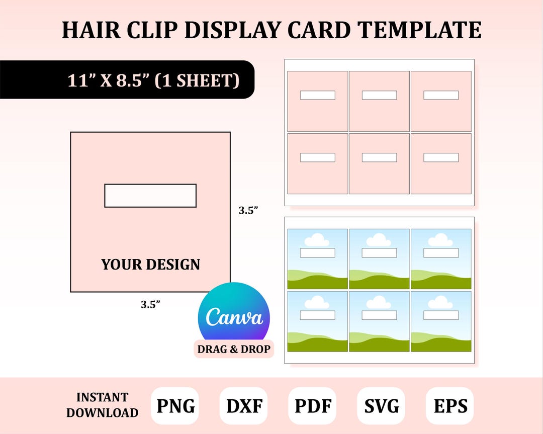 Hair Clip Display Card Template, Hair Clip Holder Template, Bow Display ...
