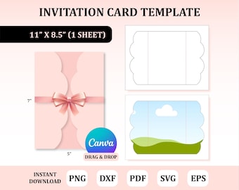 Invitation Card Template, Arch Fold Card Template, Wedding Card Template, Arch Card Template, Editable Invitation Card