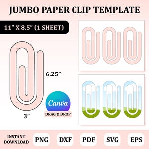 ジャンボ ペーパー クリップ テンプレート、大きなペーパー クリップ テンプレート、ジャンボ ペーパー クリップ カット ファイル、ペーパー クリップ カット ファイル、ペーパー クリップ SVG、ペーパー クリップ レーザー