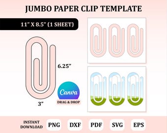 Jumbo Paper Clip Template, Big Paper Clip Template, Jumbo Paper Clip Cut File, Paper Clip Cut File, Paper Clip Svg, Paper Clip Laser