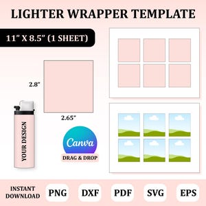 Lighter Wrapper Template, Lighter Wrapper Svg, Lighter Label Template, Custom Lighter Label, Lighter Sticker Template