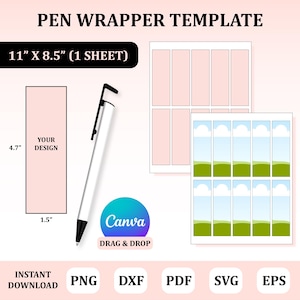 Pen Wrapper Template, Pen Wrapper Svg, Pen Sublimation Template, Pen Sublimation Blank, Pen Wrap Template