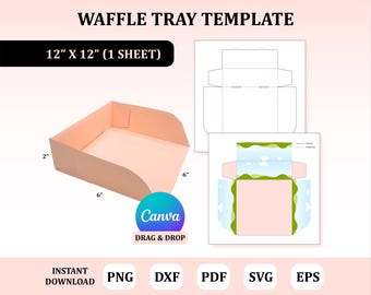 Food Tray Template, Food Tray for Party, Tray Template, Tray Party Template, Waffle Tray Template