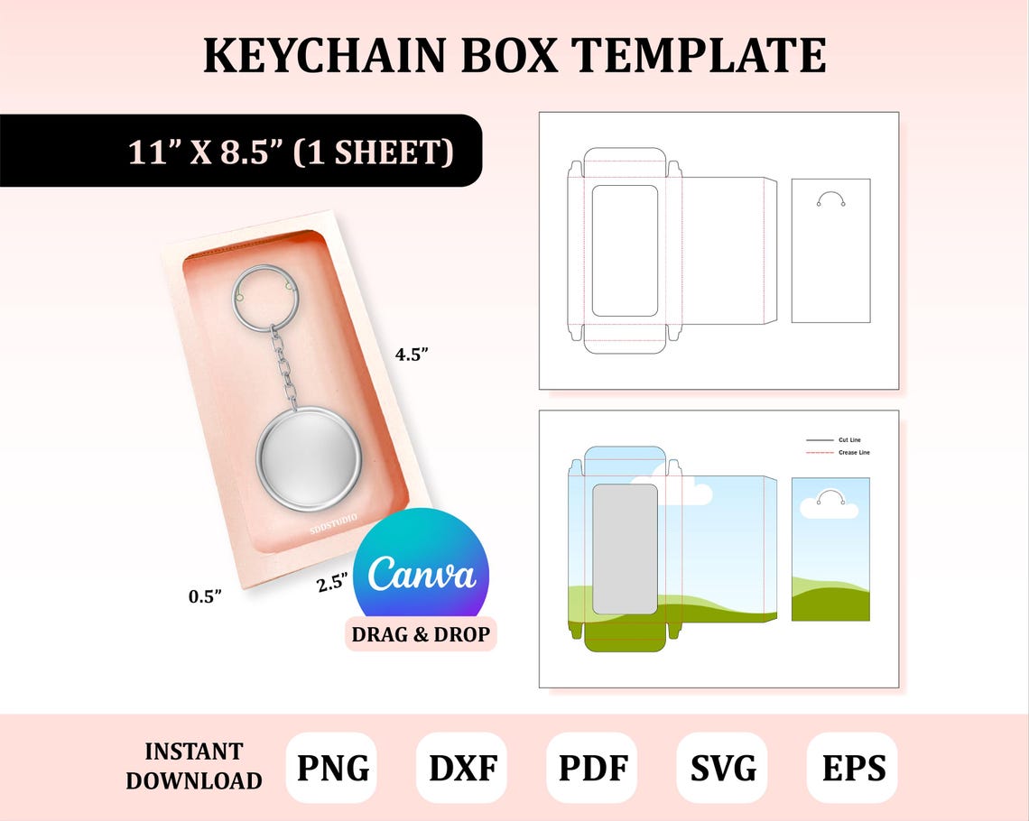 Keychain Box Template, Keychain Box Svg, Keychain Box Display, Keychain ...