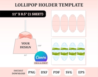 Lollipop Holder Template, Lollipop Cover Template, Candy Holder Template : Digital Download