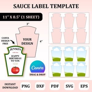 Sauce Label Template, Tomato Sauce Sticker, Custom Ketchup Label, Ketchup Sticker, Bottle Label, Diy Bottle Label