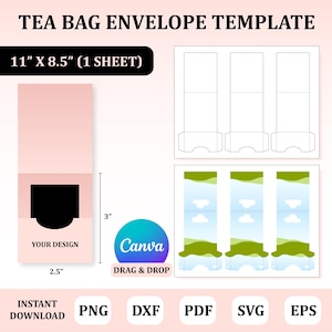 Tea Bag Envelope Template, Tea Bag Pouch Template, Envelope Template : Digital Download