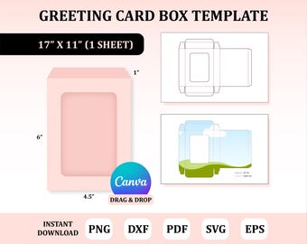 Greeting Card Box Template, Storage Box Svg, Box with Window Template , Box Template, Card Box Template : Digital Download