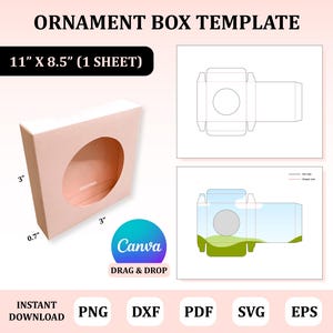 Ornament Box Template, Flat Ornament Box SVG, Flat Ornament Box Packaging, Ornament Packaging, Box for Ornament
