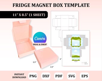 Fridge Magnet Box Template, Magnet Box Template, Box for Magnet, Fridge Magnet Packaging, Magnet Box Svg, Custom Magnet Box Template