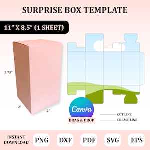Überraschungsbox Vorlage, Überraschungsbox svg, Spielzeugkiste Vorlage, zufällige Spielzeugkiste Vorlage, Canva Box Vorlage, benutzerdefinierte Box Vorlage