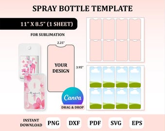 Spray Bottle Label Template, Hand Sanitizer Label Template, 30ml Spray Bottle Sublimation : Digital Download