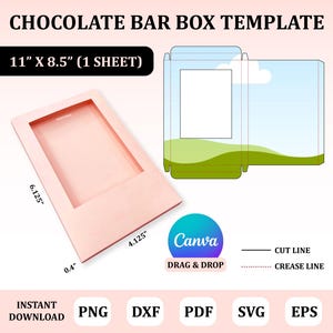Chocolate Bar Box Template, Chocolate Bar Box Svg, Box for Chocolate Bar , Chocolate Bar Packaging, Box for Chocolate Bar, Box with Window