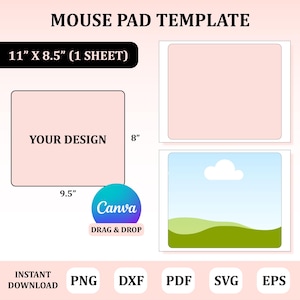 Mouse Pad Template, Mouse Pad Svg, Mouse Pad Sublimation, Sublimation Template, Mouse Pad Blank Template