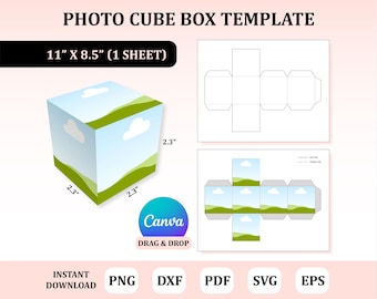 Photo Cube Box Template, Photo Cube Box Svg, Photo Box Template, Diy Photo Box, Photo Cube Template
