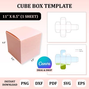 Cube Box Template, Cube Box Svg, Classic Box Packaging, Square Box Template, Box Packaging, Box Canva Template