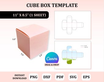 Plantilla de caja cúbica: Empaque clásico (SVG, Canva)