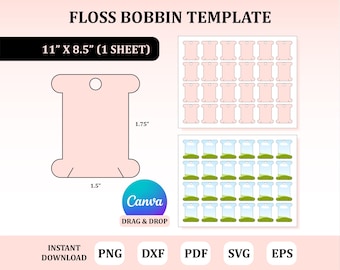 Floss Bobbin Template, Embroidery Thread Holder, Embroidery Floss Bobbin Template : Digital Download