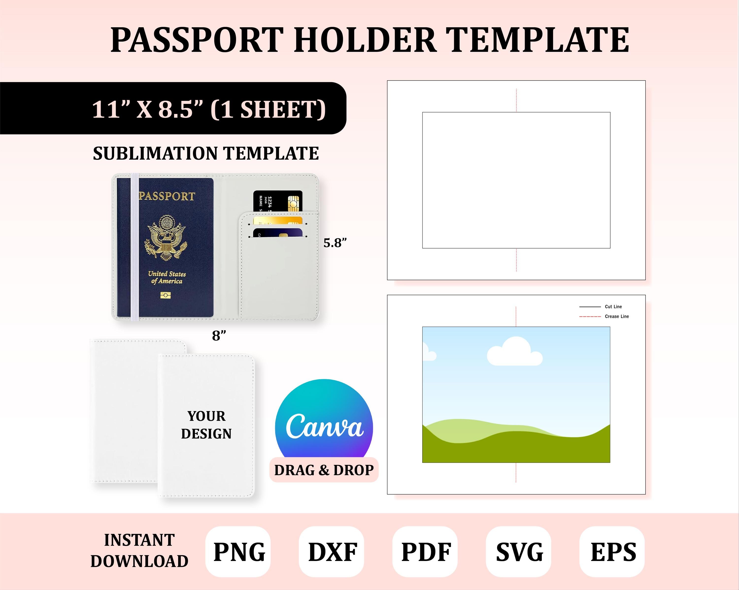 Passport Holder Cover Template, Passport Holder Template, Passport Cover Sublimation, Sublimation Template, Leather Passport Cover SVG
