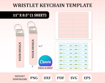 Wristlet Keychain Template: Sublimation SVG, Wrist Fob Design (Digital Download)