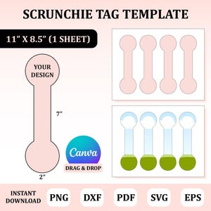 Scrunchie labelsjabloon, Scrunchie Tag Svg, Scrunchie Label Template, Diy Scrunchie Tag, Scrunchie Tag Canva Template, Scrunchie Label