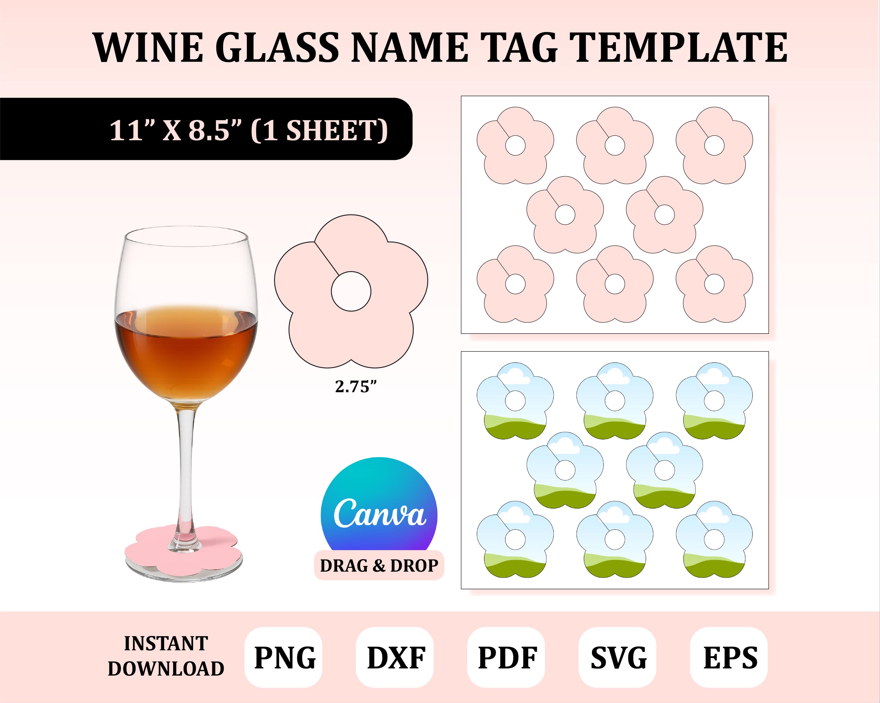 Wine Glass Name Tag Template: DIY Party Guest Marker (digital Download) -  Etsy