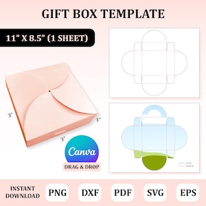 Gift Box Template, Gift Box Svg, Treat Box Template, Box Packaging, Box for Candy, Candy Box Template, Gift Box Svg, Diy Gift Box