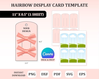 Hairbow-weergavekaartsjabloon, Hairbow-houdersjabloon, strikweergavekaart, strikkaartweergave, weergavesjabloon haarspeld, strikweergavesjabloon