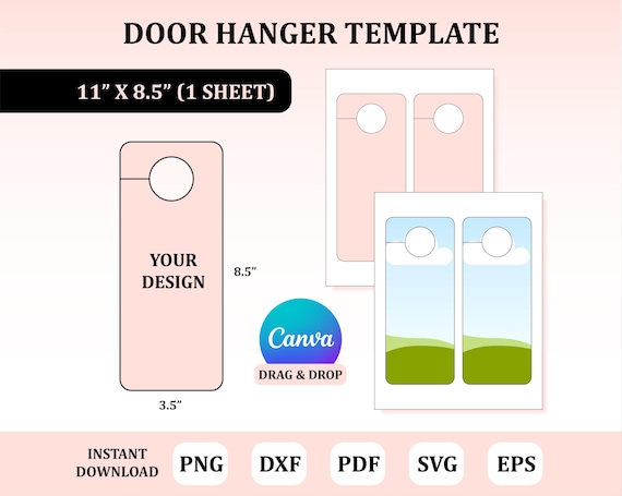 Door Hanger Tag Template, Door Hang Tag Template, Door Sign, Door Tag Template, Door Hanger Svg, Door Hanger Template, Hanger Door