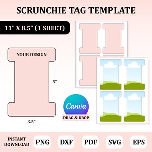 Scrunchie labelsjabloon, Scrunchie Tag Svg, Scrunchie Label Template, Diy Scrunchie Tag, Scrunchie Tag Canva Template, Scrunchie Label