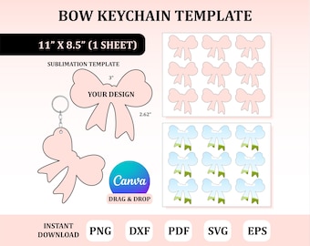 Bow Keychain Template, Bow Sublimation Template, Acrylic Bow Sublimation Template, Sublimation Bow Template, Classic Bow Template