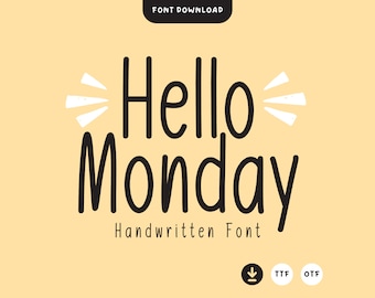 HelloMonday-Schrift, süße Schrift, handgeschriebene Schrift, Handschrift-Schrift, Goodnotes-Schrift, Planer-Schrift, Procreate-Schrift, Cricut-Schrift