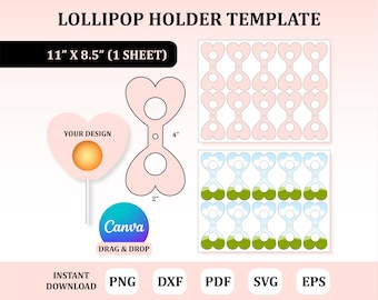 Lollipop Holder Template, Lollipop Cover Template, Candy Holder Template : Digital Download