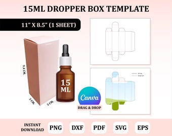 15ml Dropper Box Template, Dropper Box Svg, Custom Box Template, Cosmetic Box Template