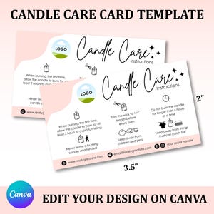 Candle Care Card Template, Candle Care Instructions Card, Candle Instructions, Candle Care Card, Candle Business, Wax Melt Care Card