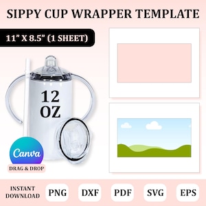 Sippy Cup Wrapper Template, Tumbler Wrap Template, Sippy Cup Sublimation, 12oz Sippy Cup Sublimation, Sublimation Svg, Sublimation Template