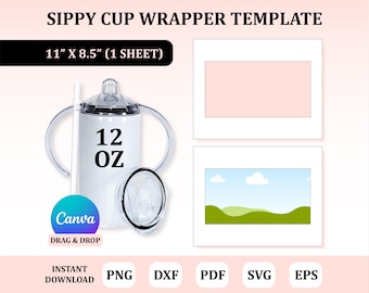 Sippy Cup Wrapper Template, Tumbler Wrap Template, Sippy Cup Sublimation, 12oz Sippy Cup Sublimation, Sublimation Svg, Sublimation Template