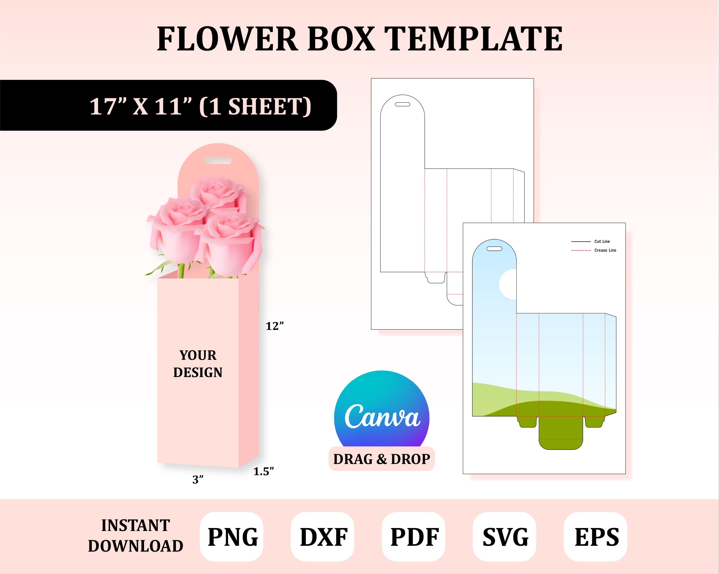 Flower Box Template, Flower Holder Template, Floral Box : Digital ...