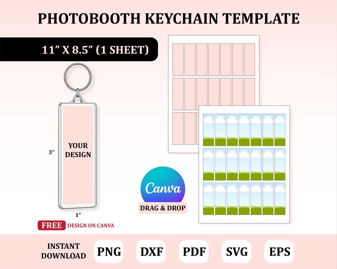 Photobooth Keychain Template, Keychain Insert Template, Keychain Photo ...