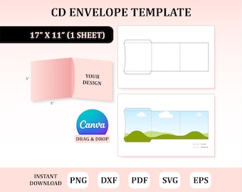 CD/DVD Sleeve Template, 5x5 Envelope, CD Envelope Template : Digital Download