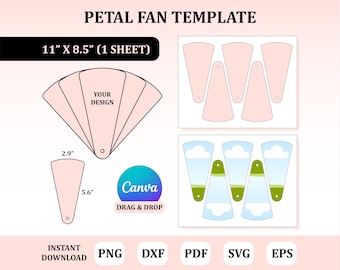 Petal Fan Template, Fan Template, Wedding Fan Template, Church Fan Template, Grad Fan Template, Fan Template Canva, Paddle Fan Template